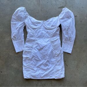 oh polly Elegant White Puff Sleeve Dress